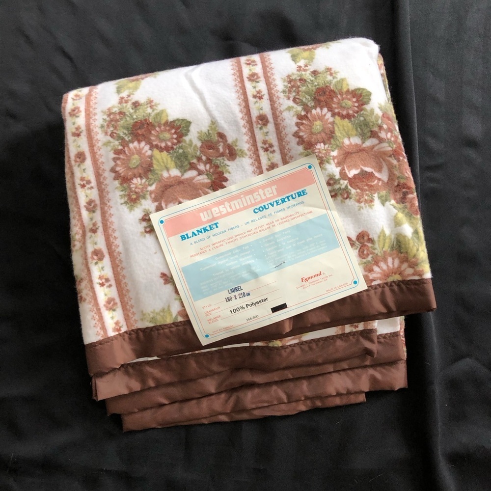 Vintage NWT 70s Floral Blanket